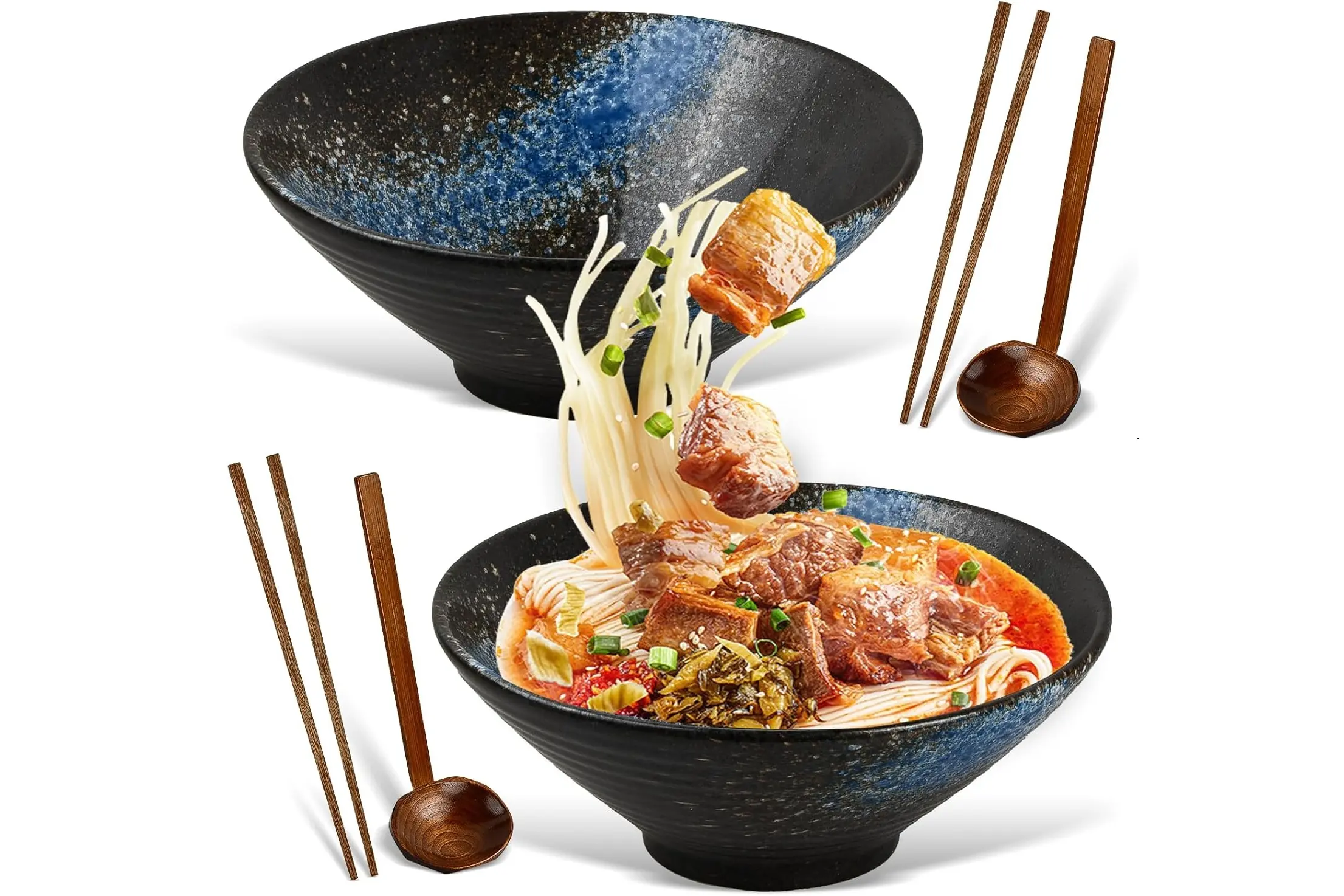 Cuenco ramen bowl con palillos y cuchara - mapille